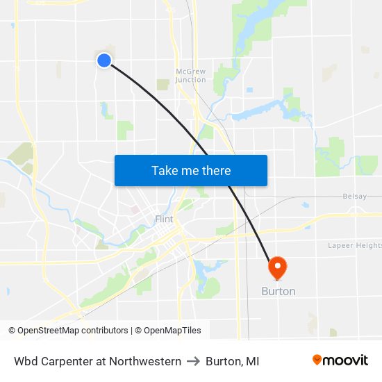 Wbd Carpenter at Northwestern to Burton, MI map