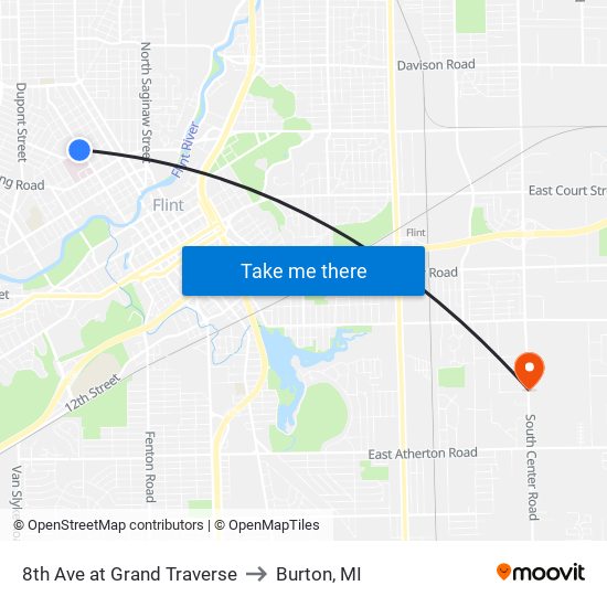 8th Ave at Grand Traverse to Burton, MI map