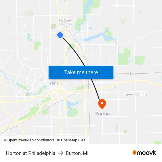 Horton at Philadelphia to Burton, MI map