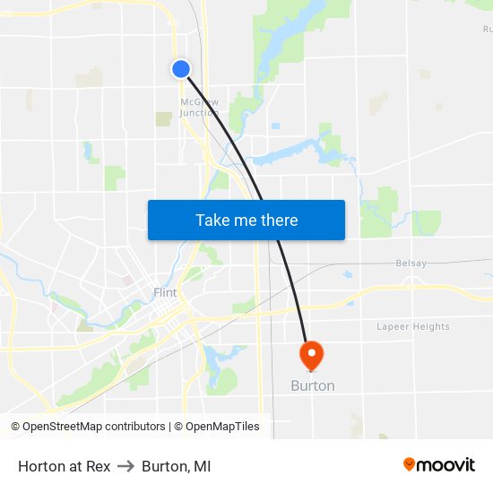 Horton at Rex to Burton, MI map