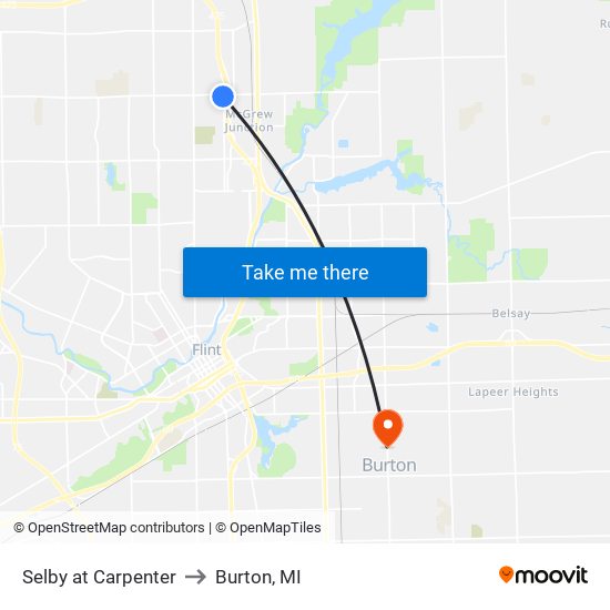 Selby at Carpenter to Burton, MI map