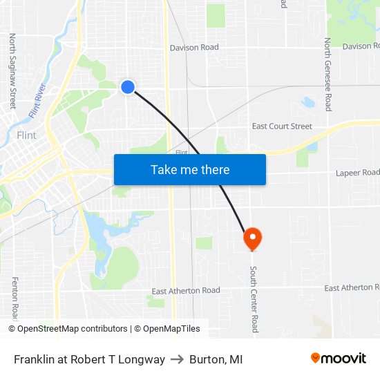 Franklin at Robert T Longway to Burton, MI map