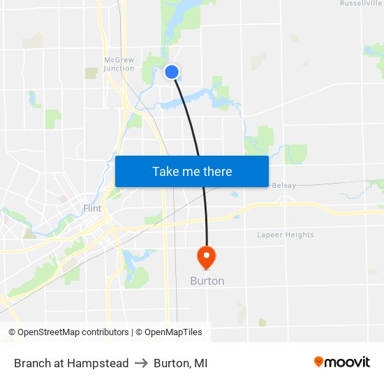 Branch at Hampstead to Burton, MI map