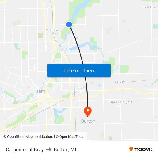 Carpenter at Bray to Burton, MI map