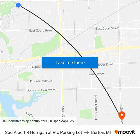 Sbd Albert R Horrigan at Rtc Parking Lot to Burton, MI map