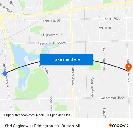 Sbd Saginaw at Eddington to Burton, MI map