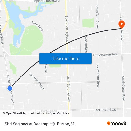 Sbd Saginaw at Decamp to Burton, MI map