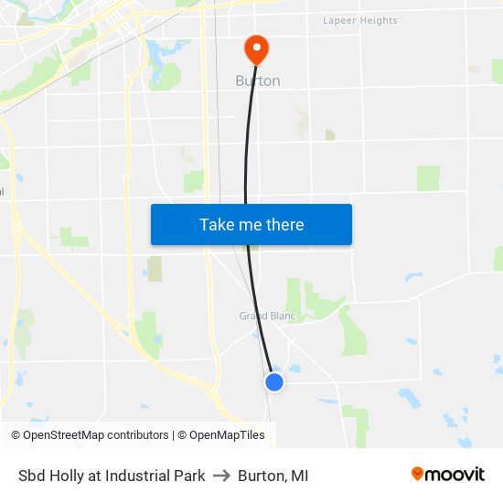 Sbd Holly at Industrial Park to Burton, MI map