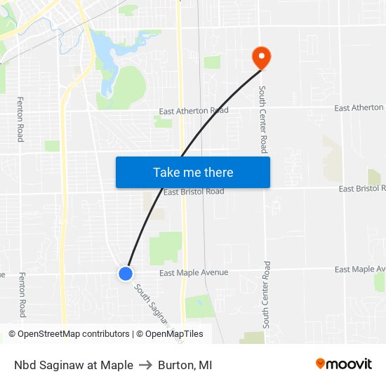 Nbd Saginaw at Maple to Burton, MI map