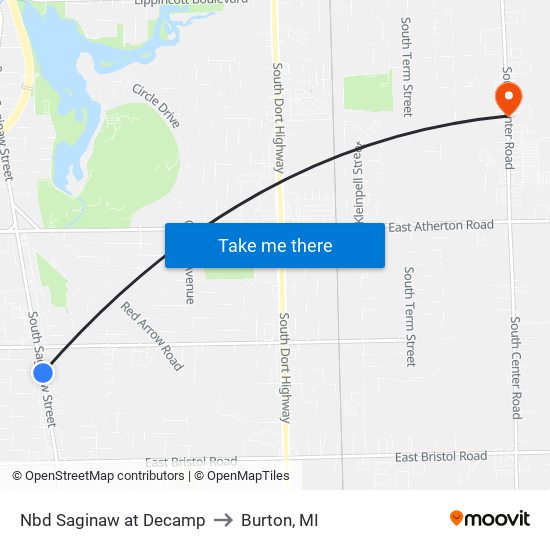 Nbd Saginaw at Decamp to Burton, MI map
