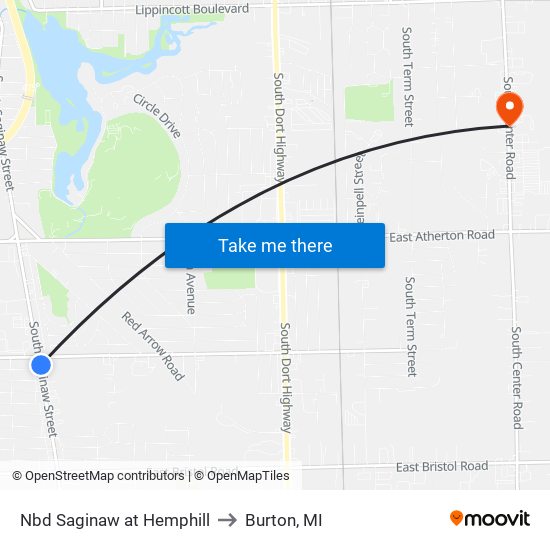 Nbd Saginaw at Hemphill to Burton, MI map
