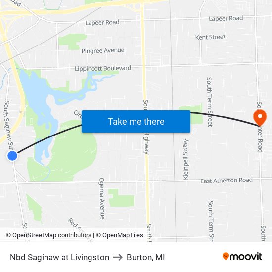 Nbd Saginaw at Livingston to Burton, MI map