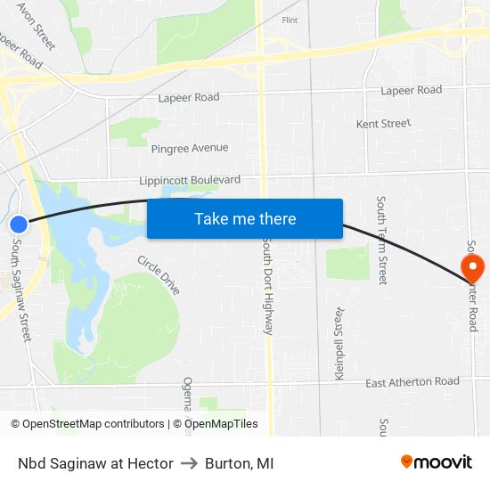 Nbd Saginaw at Hector to Burton, MI map
