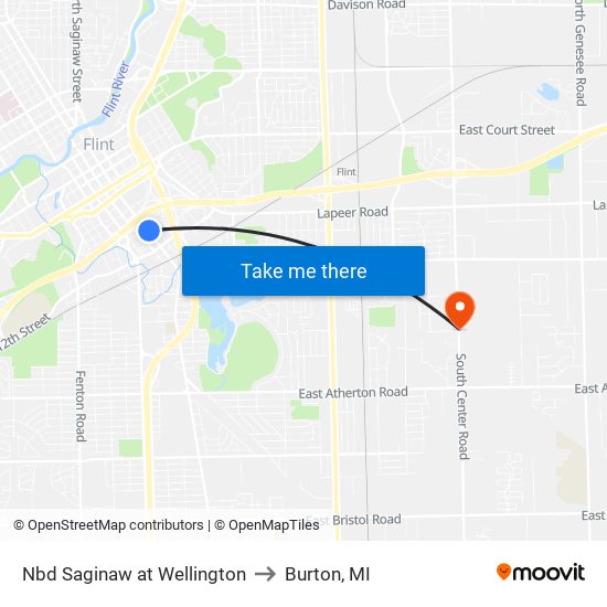 Nbd Saginaw at Wellington to Burton, MI map