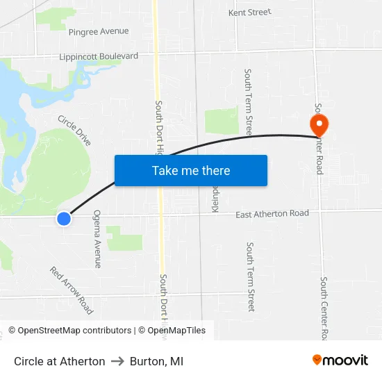 Circle at Atherton to Burton, MI map