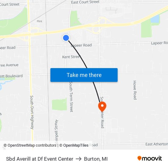 Sbd Averill at Df Event Center to Burton, MI map