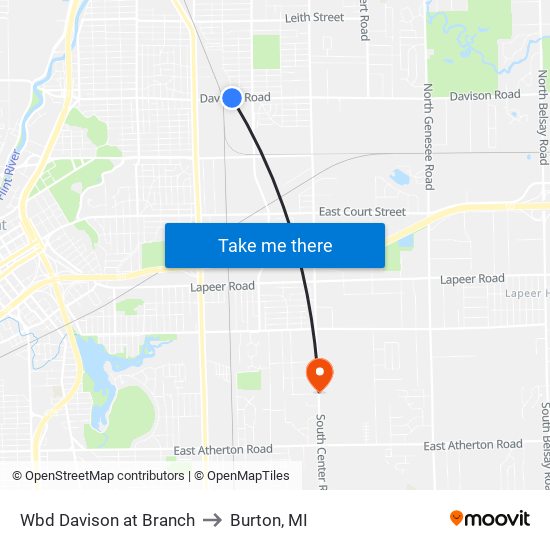Wbd Davison at Branch to Burton, MI map