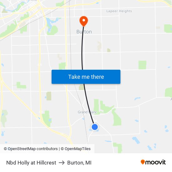 Nbd Holly at Hillcrest to Burton, MI map