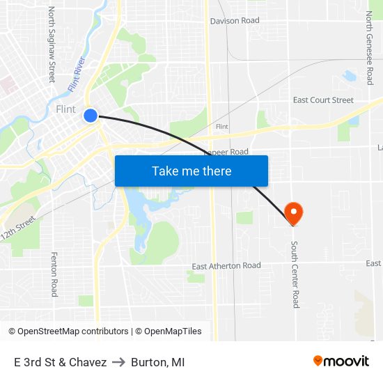E 3rd St & Chavez to Burton, MI map