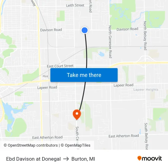 Ebd Davison at Donegal to Burton, MI map