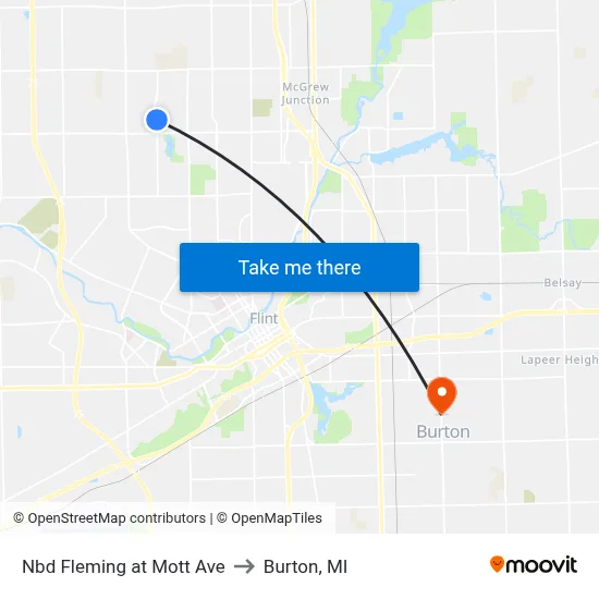 Nbd Fleming at Mott Ave to Burton, MI map