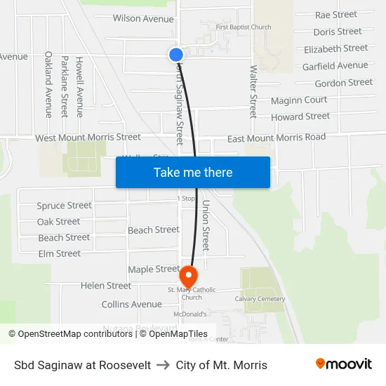 Sbd Saginaw at Roosevelt to City of Mt. Morris map