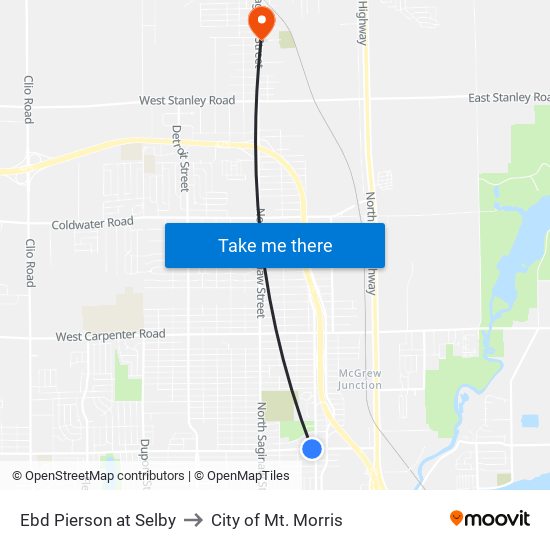 Ebd Pierson at Selby to City of Mt. Morris map