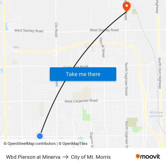 Wbd Pierson at Minerva to City of Mt. Morris map