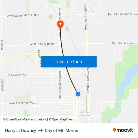 Harry at Downey to City of Mt. Morris map