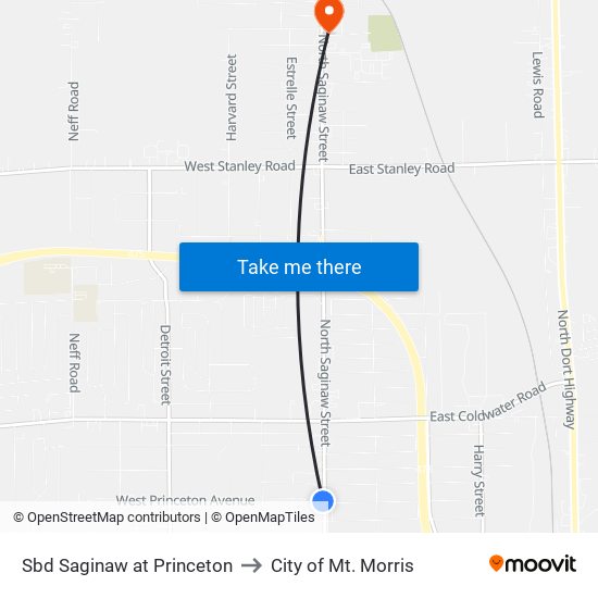 Sbd Saginaw at Princeton to City of Mt. Morris map