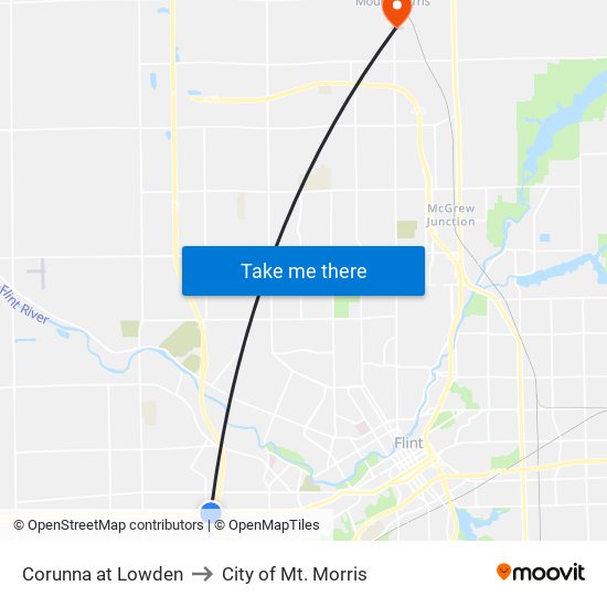 Corunna at Lowden to City of Mt. Morris map