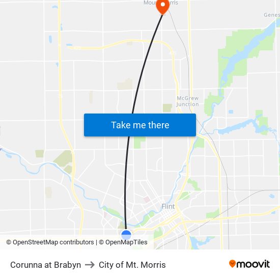 Corunna at Brabyn to City of Mt. Morris map