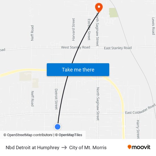 Nbd Detroit at Humphrey to City of Mt. Morris map