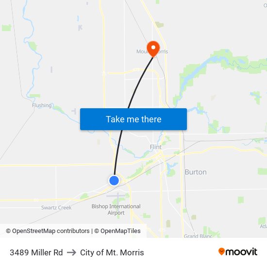 3489 Miller Rd to City of Mt. Morris map