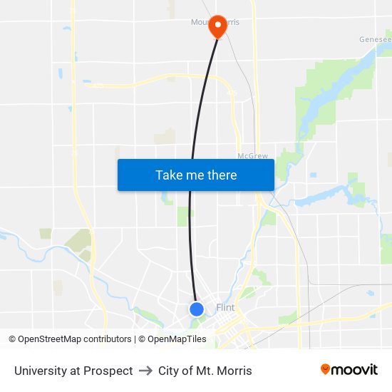 University at Prospect to City of Mt. Morris map