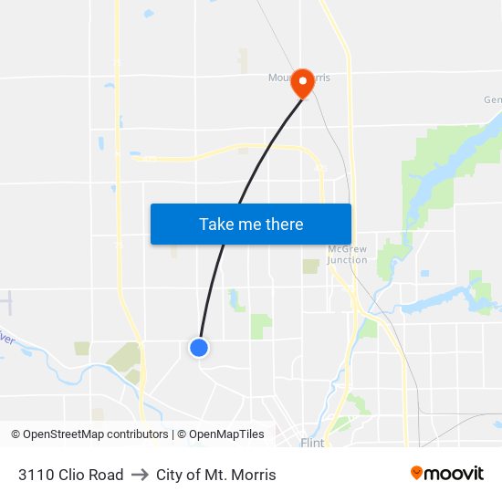 3110 Clio Road to City of Mt. Morris map