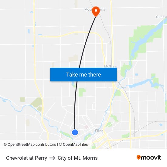 Chevrolet at Perry to City of Mt. Morris map