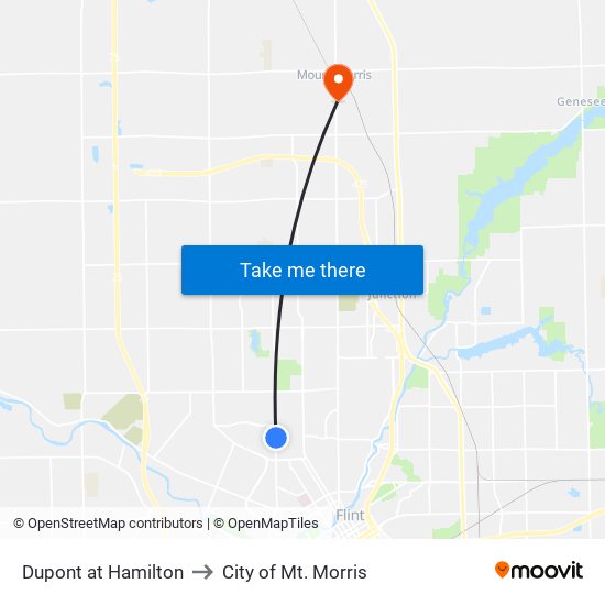 Dupont at Hamilton to City of Mt. Morris map