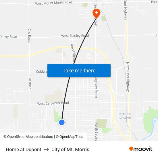 Home at Dupont to City of Mt. Morris map