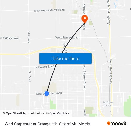 Wbd Carpenter at Orange to City of Mt. Morris map