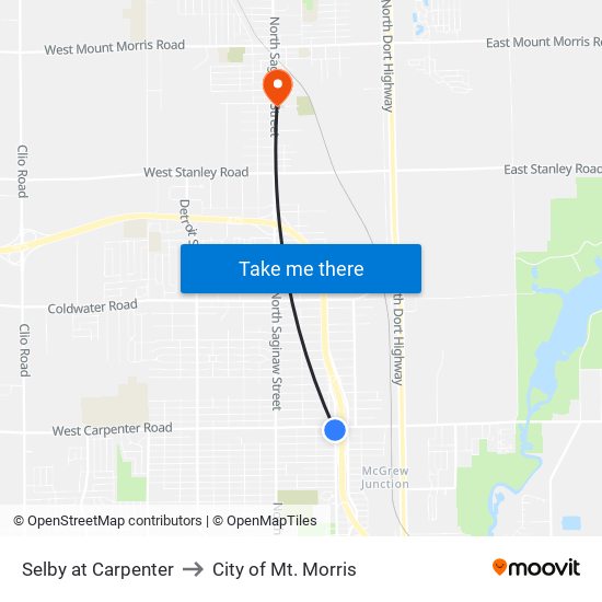 Selby at Carpenter to City of Mt. Morris map