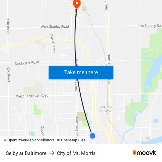 Selby at Baltimore to City of Mt. Morris map