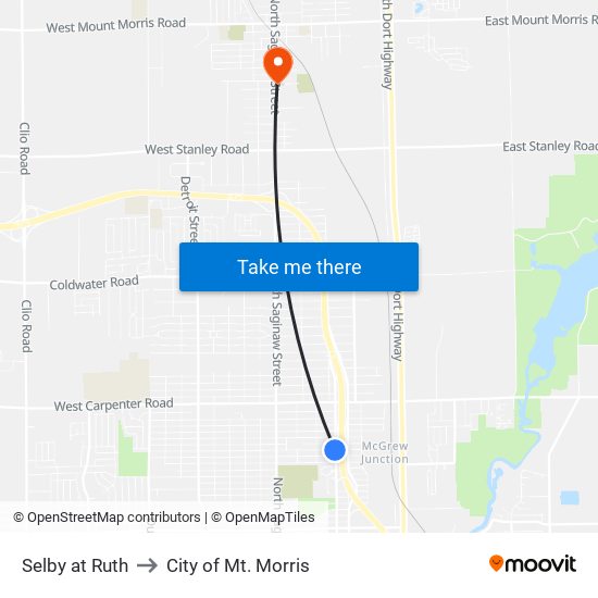 Selby at Ruth to City of Mt. Morris map