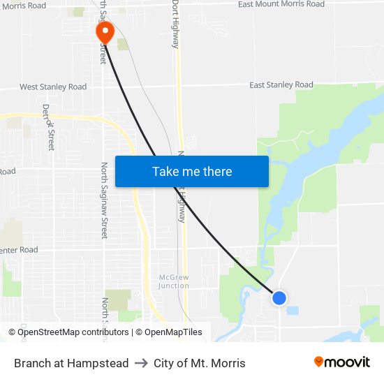 Branch at Hampstead to City of Mt. Morris map