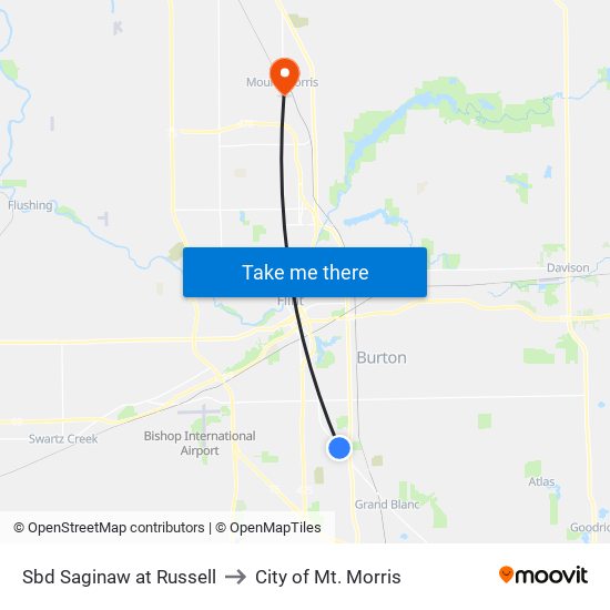 Sbd Saginaw at Russell to City of Mt. Morris map