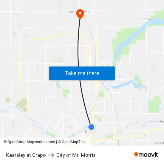 Kearsley at Crapo to City of Mt. Morris map