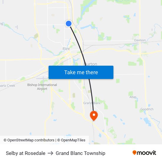 Selby at Rosedale to Grand Blanc Township map