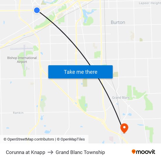 Corunna at Knapp to Grand Blanc Township map