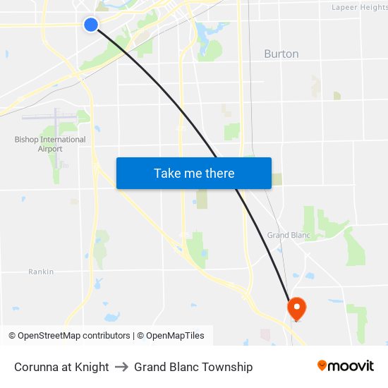 Corunna at Knight to Grand Blanc Township map