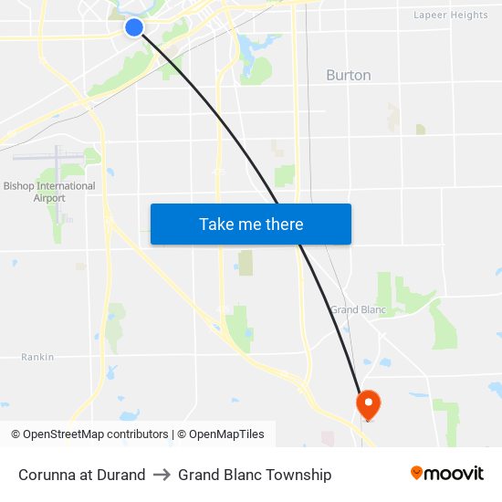 Corunna at Durand to Grand Blanc Township map